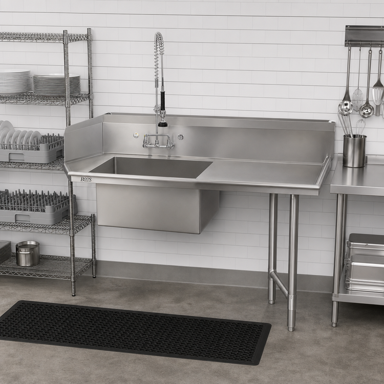 Product image #2 for John Boos Pro-Bowl Straight Soiled Dishtable with Right-to-Left Operation and Pre-Rinse Sink Bowl, 72 Inch