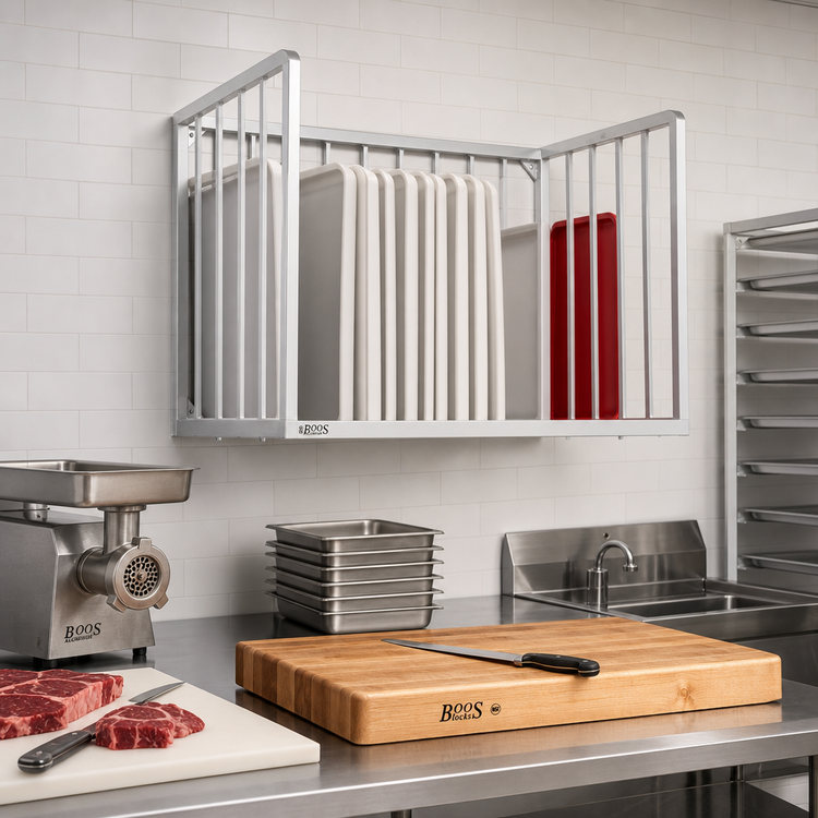 Product image #2 for John Boos Aluminum Wall-Mount Meat Boat Rack, 96 x 20 Inches