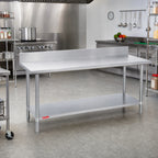 Thumbnail image #2 for Duke Manufacturing 316-3684-5R 84-Inch Stainless Steel Work Table, 16-Gauge, 5-Inch Riser, Galvanized Undershelf