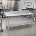 Thumbnail image #2 for Duke 84-Inch x 36-Inch Stainless Steel Work Table with 5-Inch Riser and Galvanized Undershelf