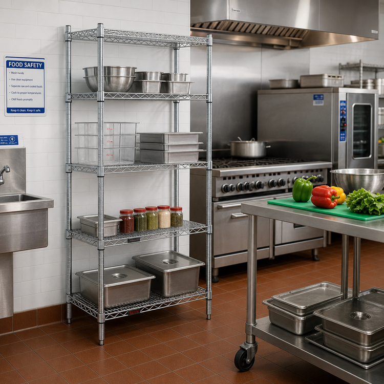 Product image #3 for Eagle Group Valu-Master Double-Mat 4-Tier Stationary Wire Shelving Starter Unit, 36 Inch W x 18 Inch D x 74 Inch H