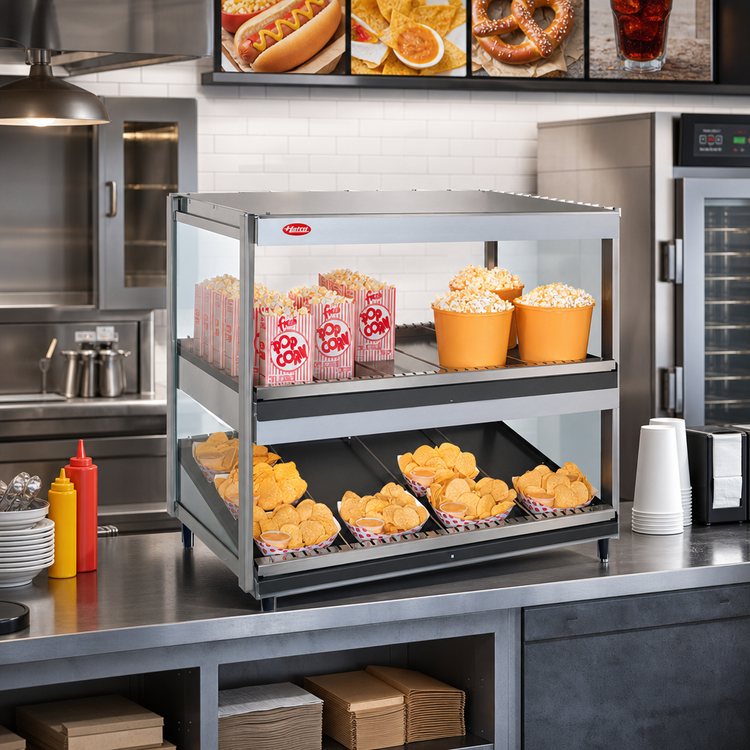 Product image #2 for Hatco Glo-Ray 36-Inch Countertop Slant/Horizontal Pass-Through Merchandising Warmer, 120V, 1810W