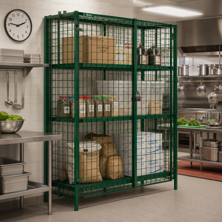Product image #2 for Metro Super Erecta Stationary Wire Security Cage with Metroseal 3 Epoxy-Coated Green Finish and Microban Protection