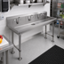Thumbnail image #2 for John Boos PBMSHS-F1-6020 Freestanding Multi-Station Hand Wash Sink, 60 Inch x 19-5/8 Inch, 3 Faucet Holes
