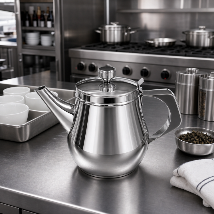 Product image #3 for Cantonese 30 oz Stainless Steel Teapot with Lid and Built-In Strainer