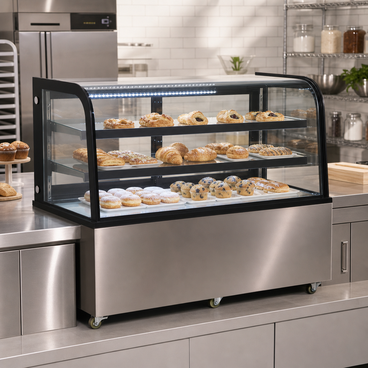 Product image #2 for Omcan USA 60-Inch Countertop Dry Bakery Display Case with Curved Glass Front