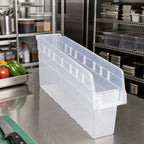 Thumbnail image #2 for Quantum QSB805CL Clear Nesting Shelf Bin, 23-5/8 x 4-1/8 x 8 Inches, Polypropylene, 7 Divider Slots Case of 16