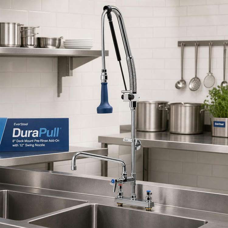 Product image #2 for EverSteel DuraPull 8-Inch Deck Mount Pull-Down Pre-Rinse Add-On Faucet with 12-Inch Swing Nozzle