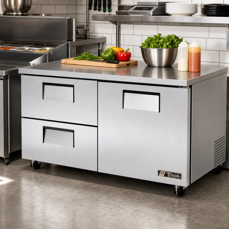 Product image #2 for True 60-Inch 2-Section Undercounter Refrigerator with 1 Door and 2 Drawers