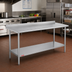 Thumbnail image #2 for Duke 72 x 24-Inch Stainless Steel Work Table with 1-1/8-Inch Straight Riser and Stainless Undershelf