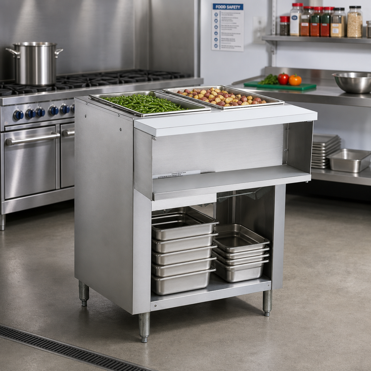 Product image #2 for Advance Tabco Triumph Supreme 2-Well Propane Water Bath Hot Food Table with Open Undershelf
