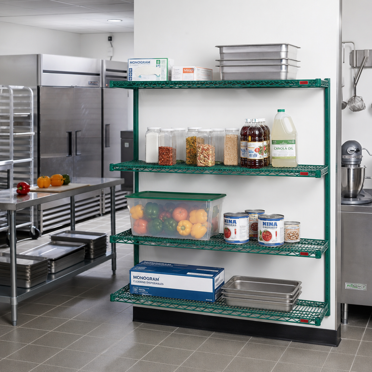 Product image #2 for Eagle Group Valu-Gard 4-Tier Add-On Wire Shelving Unit, 72 x 21 x 74 Inches, Green Epoxy