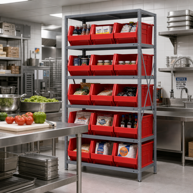 Product image #2 for Quantum Heavy Duty Stationary Wire Shelving Unit with 13 Storage Bins, 36 x 24 x 75 Inches