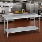 Thumbnail image #2 for Duke Manufacturing 316-36120-2R Stainless Steel Work Table, 120"W x 36"D, 16-Gauge 300 Series Top, 1-1/8" Riser, Galvanized Undershelf