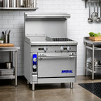 Thumbnail image #2 for Imperial (Middleby) Spec Series IHR-G18-2-C 36-Inch Gas Range with 2 Open Burners, 18-Inch Griddle & Convection Oven