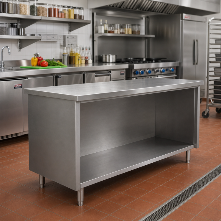 Product image #2 for Eagle Spec-Master Open Front Enclosed Base Work Table, 120W x 30D, 14/304 Stainless Steel Top