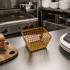 Thumbnail image #3 for American Metalcraft LFRYG54 Rectangular Gold Laser-Cut Stainless Steel Fry Basket, 5 x 4 x 3 Inches Case of 48