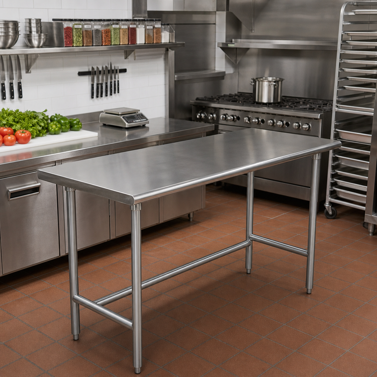 Product image #2 for Advance Tabco Special Value Series 72" x 24" Flat Top Stainless Steel Work Table with Open Base