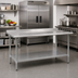 Thumbnail image #2 for BlendPort Budget Series 84-Inch x 24-Inch Stainless Steel Work Table with Rear Upturn and Adjustable Undershelf