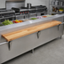 Thumbnail image #2 for John Boos Steam Table Cutting Board, 96 Inch x 12 Inch x 1-1/4 Inch, Edge Grain Hard Rock Maple with Adjustable Stainless Steel Supports