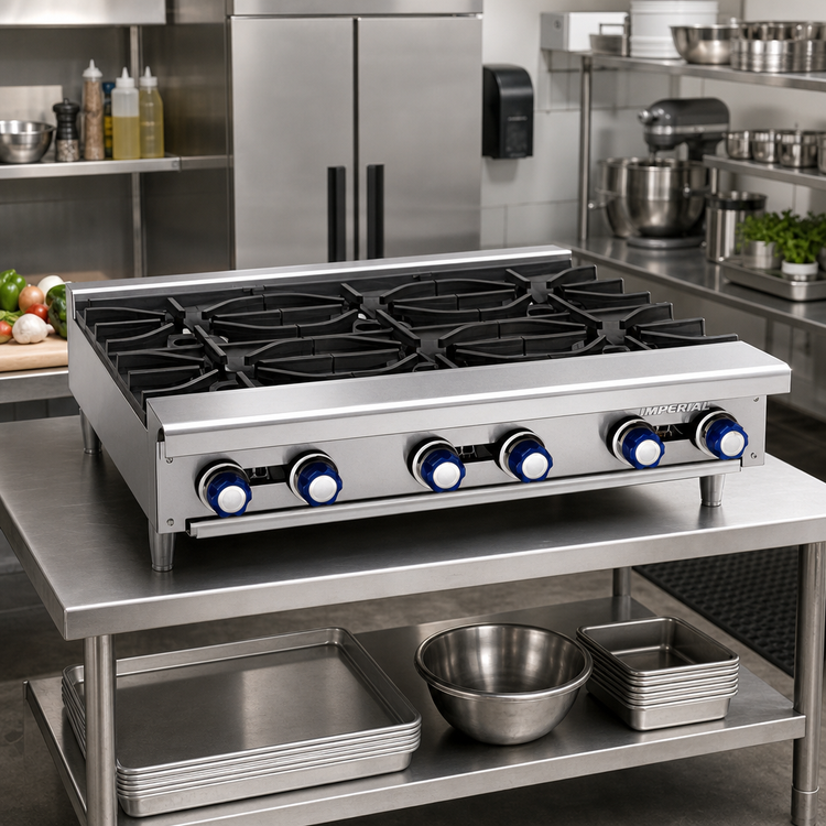 Product image #2 for Imperial 48-Inch Commercial Countertop Gas Hot Plate with 8 Open Burners and Standing Pilots