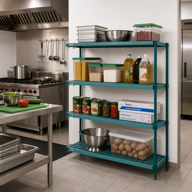 Product image #2 for Metro Super Erecta Pro 24"W x 24"D x 74"H Stationary Wire Shelving Add-On Unit with 4 Shelves and Polymer Mats