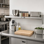 Thumbnail image #2 for John Boos Stallion BHS1672-14/304 72-Inch Wall-Mounted Stainless Steel Shelf, 16-Inch Deep, 14-Gauge, 300 Series, Rear Up-Turn