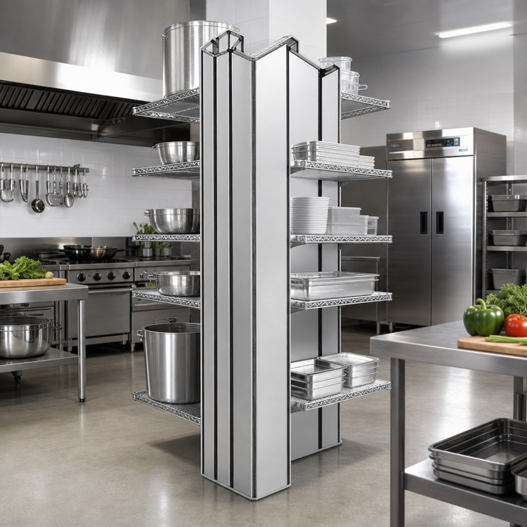 Product image #2 for Heavy Duty Back-to-Back Stainless Steel Uprights for Cantilevered Shelving, 108 Inch H