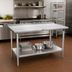 Thumbnail image #2 for John Boos Stallion 84-Inch x 36-Inch Stainless Steel Work Table with 1-1/2-Inch Rear Backsplash, Stallion Safety Edge, and Adjustable Undershelf
