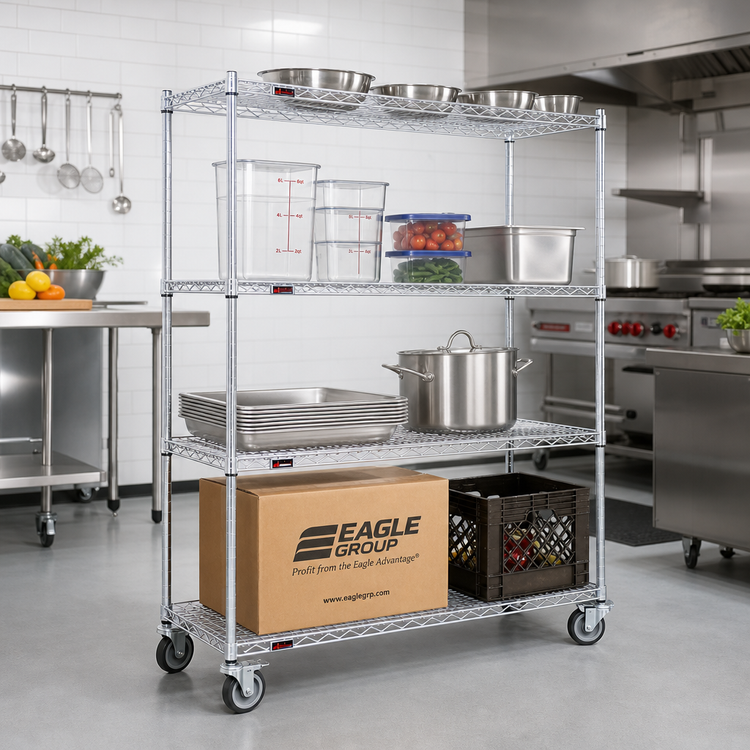 Product image #2 for EAGLEbrite 4-Tier Wire Shelving Dolly Truck, 36 x 21 Inches, Zinc Finish