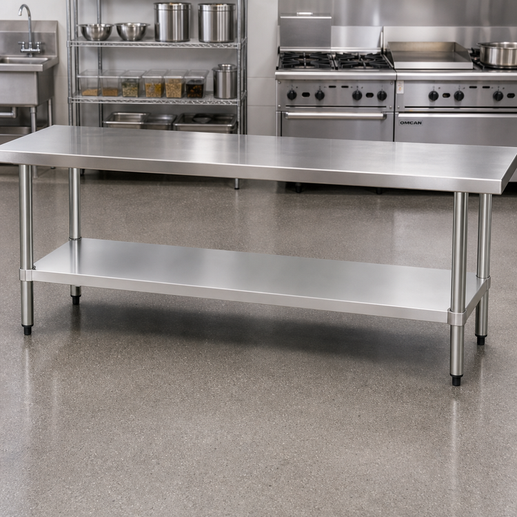 Product image #2 for Omcan 96-Inch x 24-Inch Stainless Steel Undershelf for 19141 Worktable
