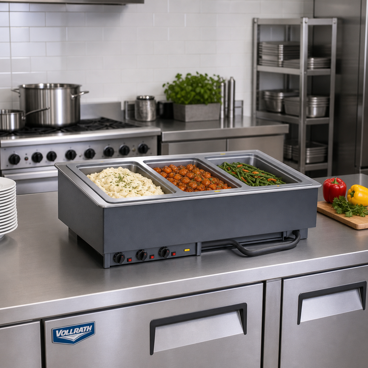Product image #2 for Vollrath 3-Well Insulated Drop-In Electric Hot Food Well with Thermostatic Controls
