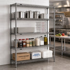 Thumbnail image #2 for Redi-Pak Commercial 4-Tier Stationary Wire Shelving Unit, 60W x 18D x 63H, Pewter Gray Epoxy Finish