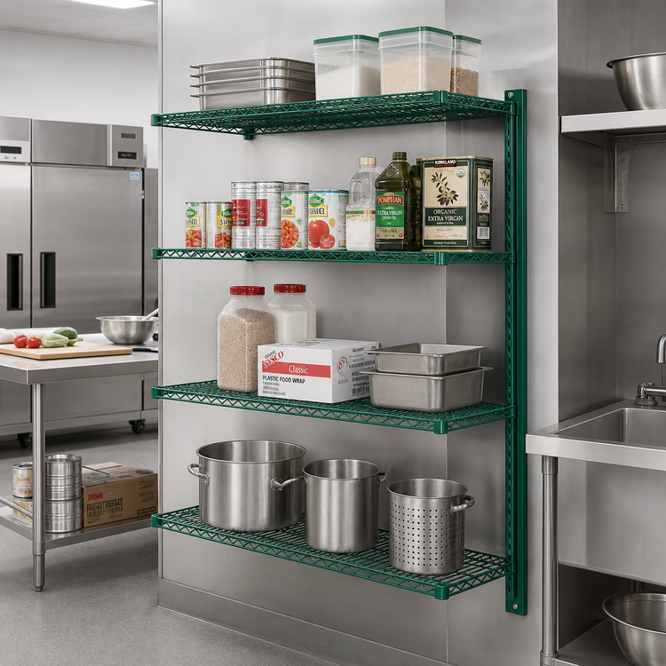 Product image #2 for Eagle Valu-Gard 4-Tier Add-On Wire Shelving Unit, 48"W x 24"D x 63"H, Green Epoxy Finish