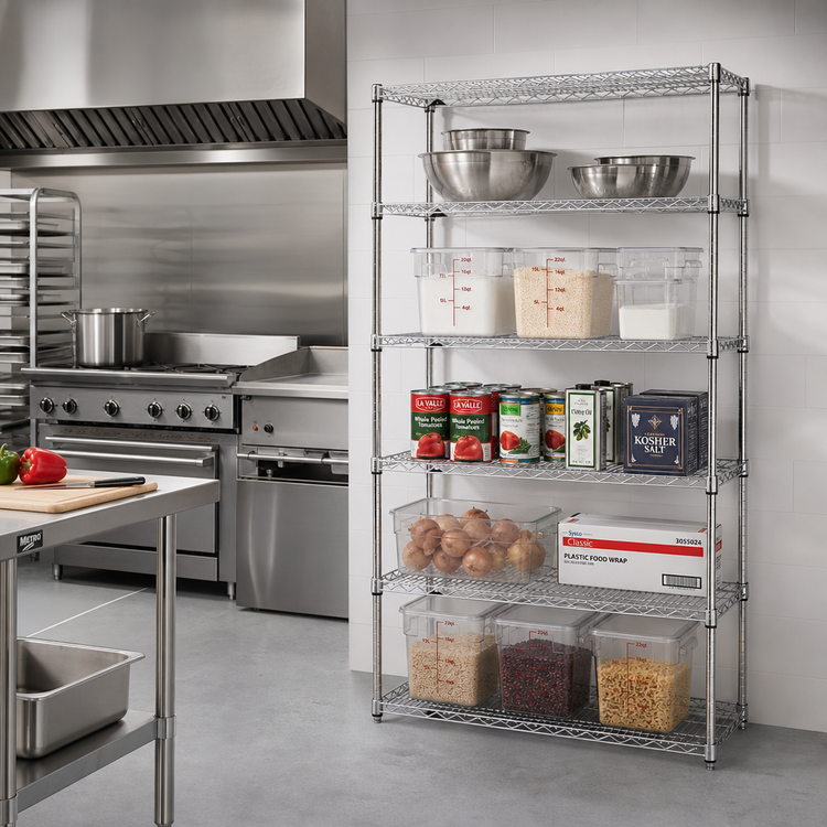 Product image #2 for Metro Super Erecta 48"W x 18"D x 74"H Add-On Wire Shelving Unit, 5 Shelves, Chrome Plated
