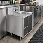 Thumbnail image #10 for Krowne Royal Series KR24-24SC Stainless Steel Underbar Wet Waste Cabinet with Right-Side Hand Sink, Left Drainboard, and Faucet