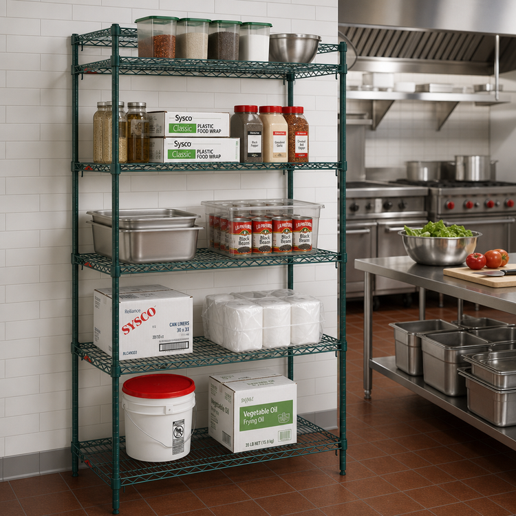 Product image #3 for Metro Super Erecta Super Adjustable 5-Shelf Starter Wire Shelving Unit, 42 x 18 x 74 Inches, Metroseal 3 Epoxy-Coated Green