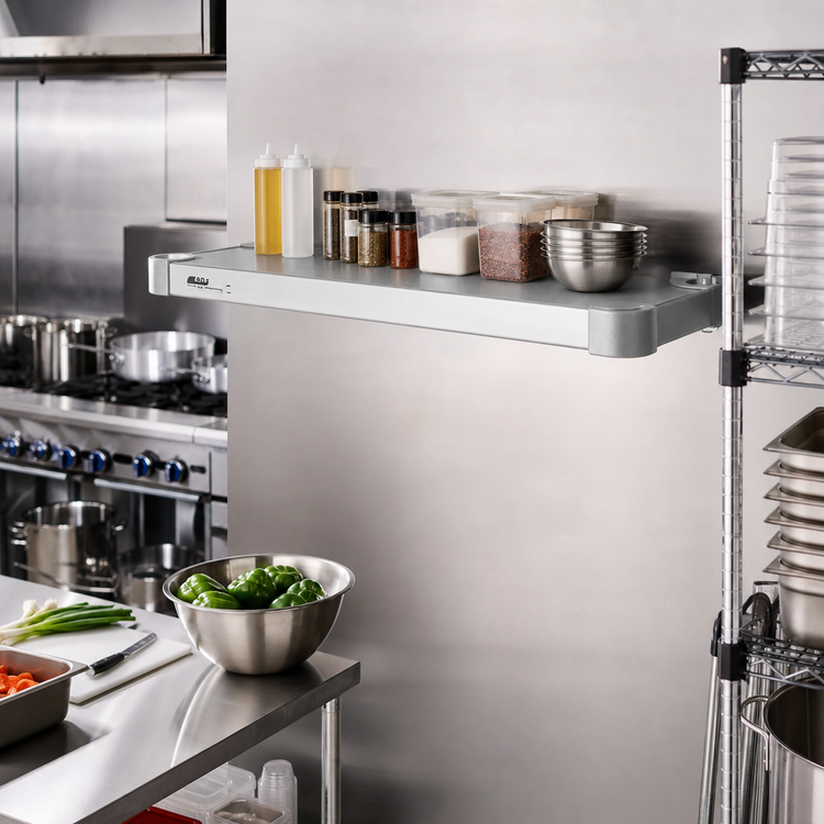 Product image #3 for Quik-Set 48-Inch x 18-Inch Solid Flat Shelf with Marine Edge, Gray Epoxy Finish