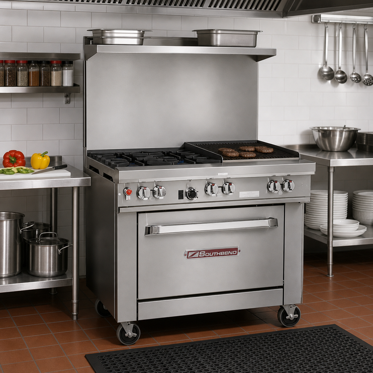 Product image #2 for Southbend Ultimate 36-Inch Gas Restaurant Range with 2 Star Burners, 24-Inch Charbroiler, and Standard Oven