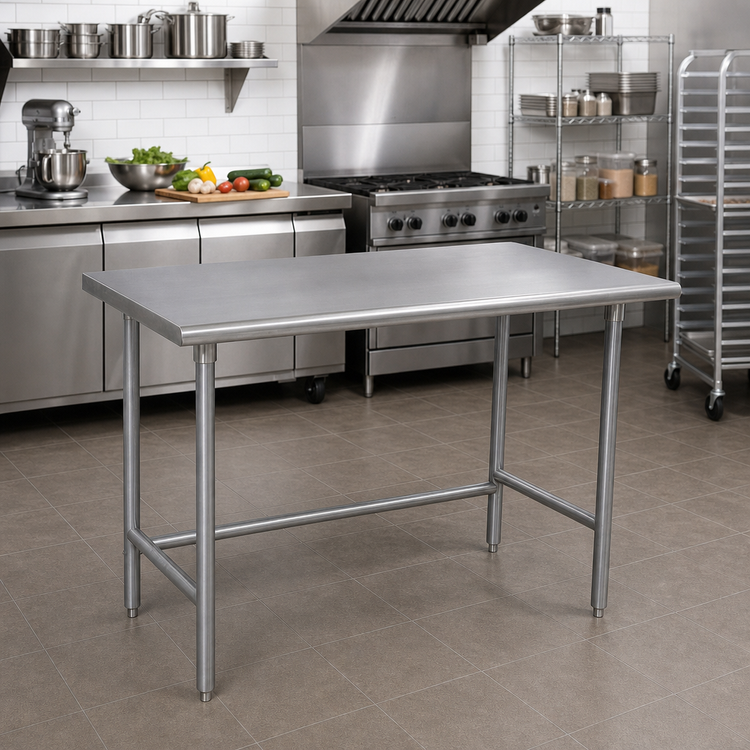 Product image #2 for Advance Tabco 48" x 36" Flat Top 14 Gauge 304 Stainless Steel Work Table with Open Base