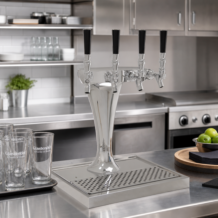 Product image #2 for Glastender Cobra 4-Faucet Countertop Air-Cooled Draft Beer Dispensing Tower, Mirror Finish