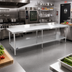 Thumbnail image #2 for Sapphire 120-Inch x 30-Inch Stainless Steel Work Table with 5-Inch Backsplash and Undershelf
