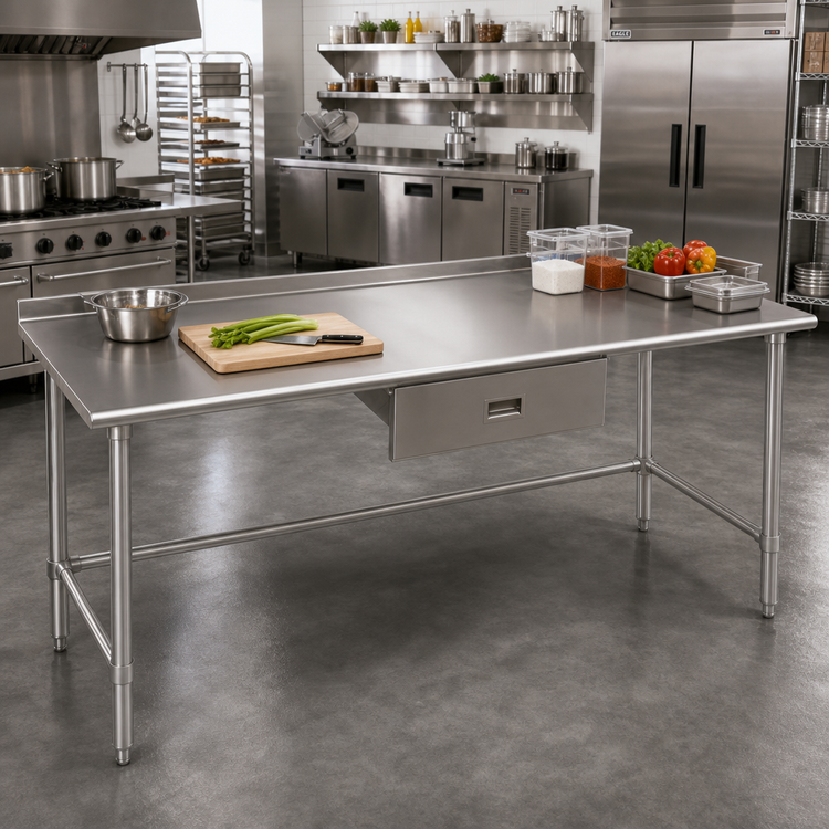 Product image #2 for Eagle Deluxe Series Stainless Steel Work Table with Rear Upturn, 120 Inches W x 36 Inches D
