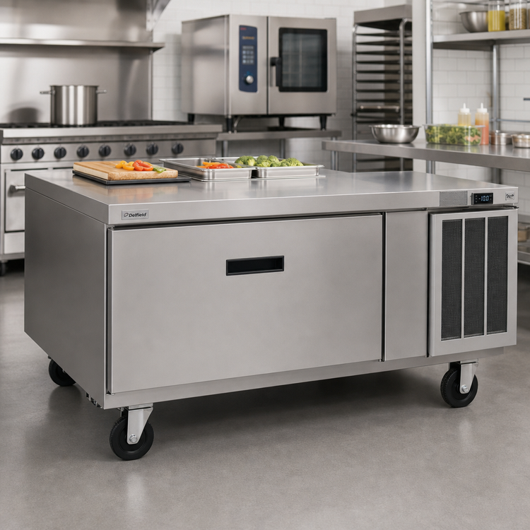 Product image #2 for Delfield Low-Profile Freezer Equipment Stand, 60-Inch Wide, 1-Drawer, Self-Contained Side-Mounted Refrigeration
