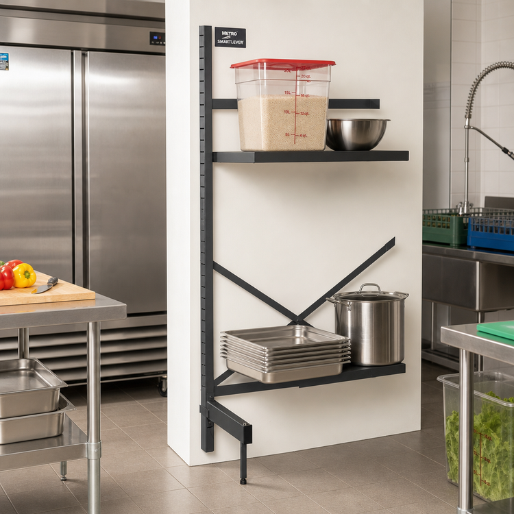 Product image #2 for Metro SmartLever 30 x 30 Add-On Cantilever Shelving Kit, 86-3/8 Inch High, Epoxy Coated Steel