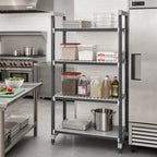 Thumbnail image #2 for Cambro Camshelving® Elements EXU183084VS4480 4-Tier Stationary Polymer Shelving Starter Unit, 18 x 30 x 84 in, 3 Vented + 1 Solid, Gray