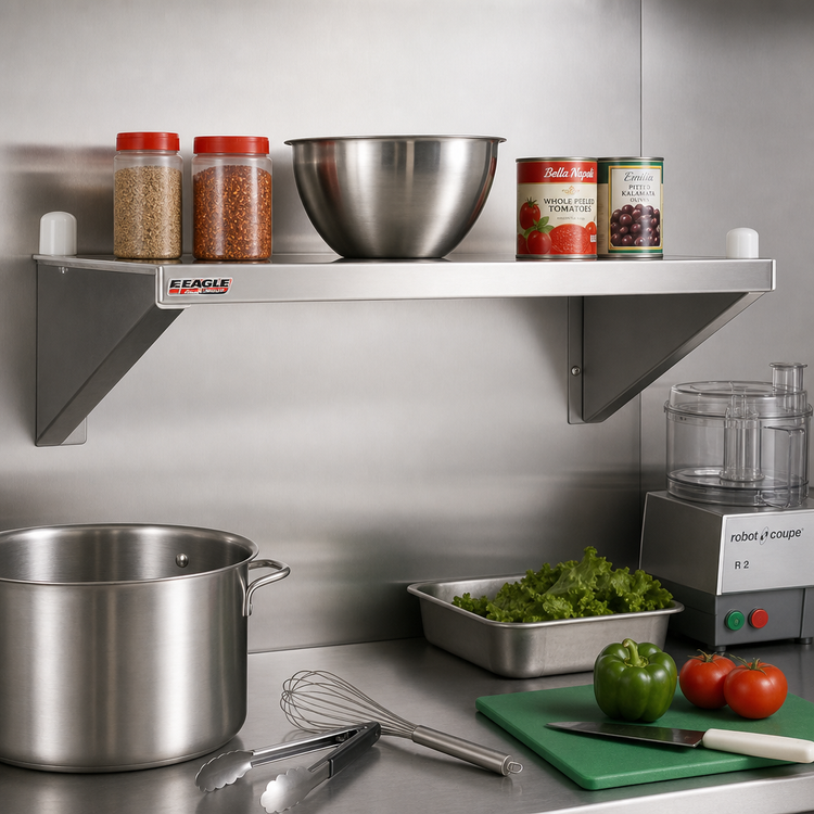 Product image #2 for Eagle Group Heavy Duty Left Single-Knob Cantilever Shelf C Bracket, 24 Inch, Stainless Steel