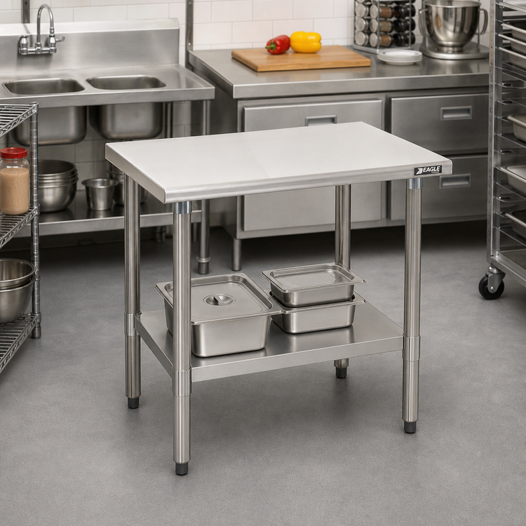 Product image #2 for Eagle Deluxe Series 30 x 24 Inch Stainless Steel Work Table with Adjustable Undershelf