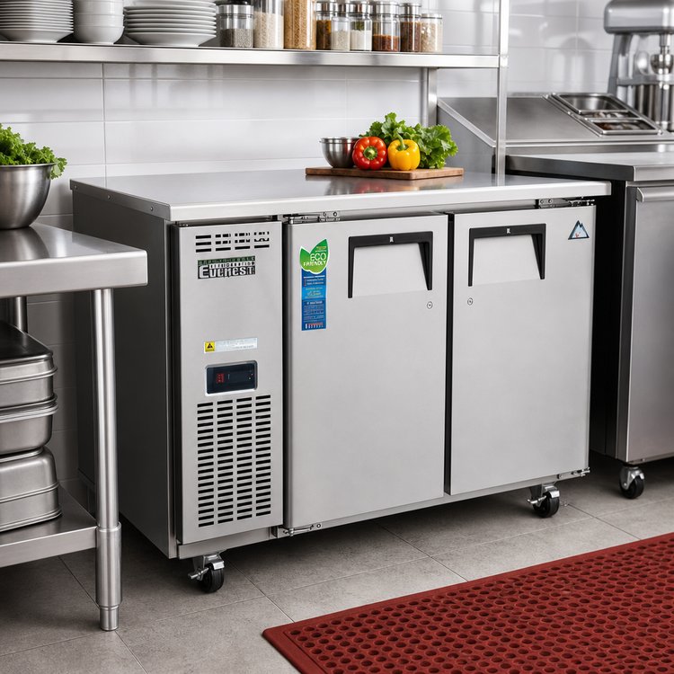 Product image #2 for Everest Refrigeration ETR2-24 Two-Section Undercounter/Worktop Refrigerator with Stainless Steel Worktop, 47-1/2-Inch Wide, 9 Cu. Ft.