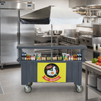 Thumbnail image #3 for Cambro Camcruiser® CVC72191 Vending Cart with 72-Inch Umbrella, 3 Countertop Wells, Rear Storage, Granite Gray Polyethylene